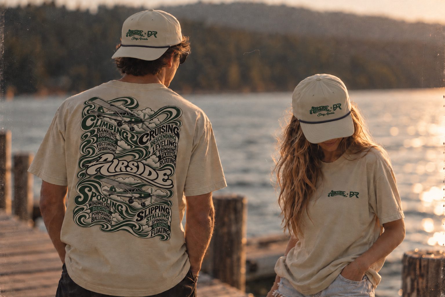 Airside x Pilot Reach, green fit, shot on the dock