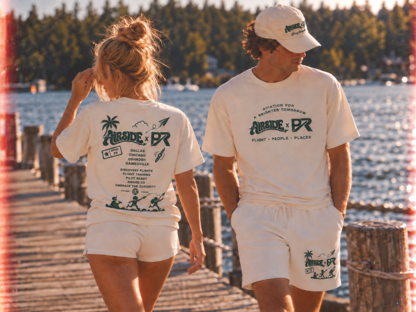 Airside x Pilot Reach, white fit, shot on the dock